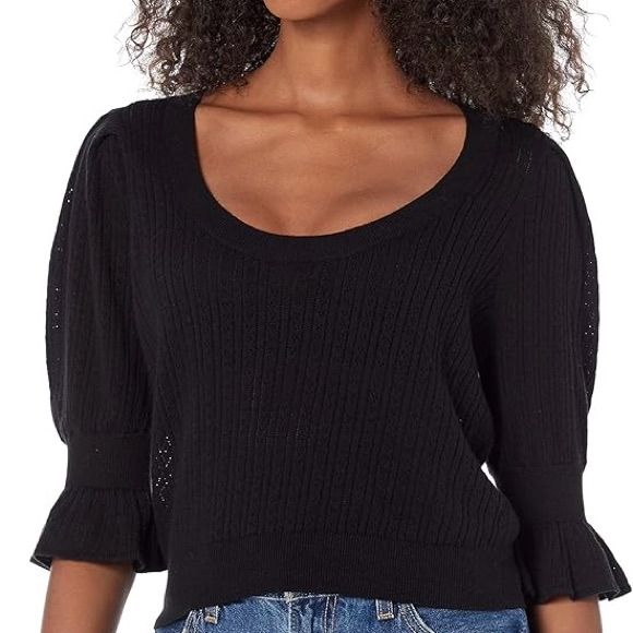 Paige Black Pointelle Knit Top